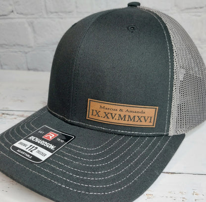 Custom Text Hats, Roman Numerals Hat, Valentines Day Gifts, Personalized Name, Custom Initials, Custom Year, Anniversary Gifts, Couples Gift